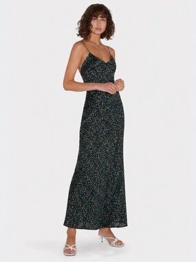 Hansen & Gretal Black Floral Slip Maxi Dress size XXS